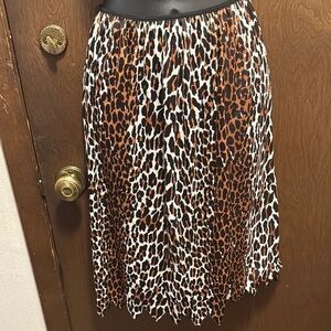 Brown and Black Pleated A-line Midi Skirt for Night Out